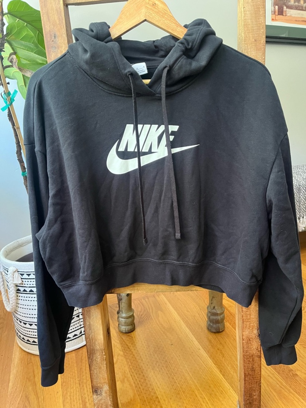 Nike Black Hoodie with White Swoosh Tag